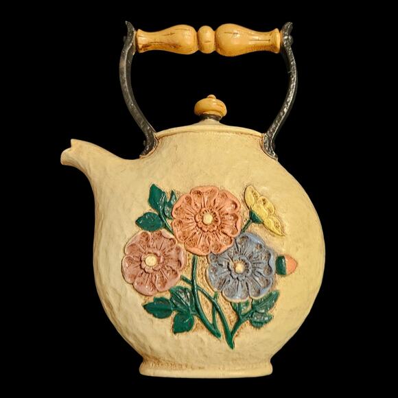 1995 Home Interiors Wall Plaques Set of 3 Teapot Coffee Pot Skillet Floral Fruit - Picture 6 of 8